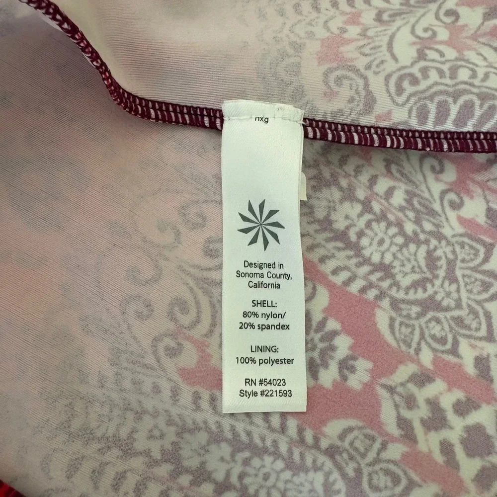 Athleta Purple Red Ombre‎ Paisley Geometric Strappy Shelf Bra Swim Dress XXS